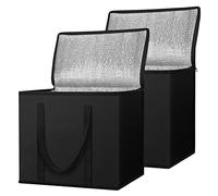 Koanhinn Pack de 2 bolsas de la compra reutilizables, aislantes, plegables, para alimentos, bolsas aislantes, resistentes, Negro