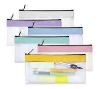 Koanhinn Pack de 6 estuches transparentes para lápices, estuche transparente para maquillaje, estuche para lápices, estuche transparente, con cremallera
