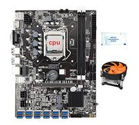 Koanhinn Placa base B75 12 GPU Minería+CPU+Ventilador de refrigeración+Grasa Térmica 12 USB3.0 a PCIE1X LGA1155 2XDDR3 Ranura SATA3.0 para BTC/ETH