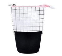 Koanhinn Stand Up Telescopio Pen Holder Transformador Caja de Pluma Papelería Bolsa para Estudiantes (Rejilla Negra)