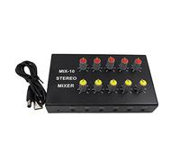 Koanhinn Tablero mezclador de señal de audio estéreo de 10 vías, amplificadores de auriculares, distribuidor de mezcla de sonido, 3,5 mm, 2 entradas auxiliares, 10 salidas