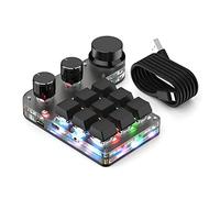 Koanhinn Teclado macro personalizado Teclado macro personalizado Intercambio en caliente Mini 9 teclas 3 botones Programa RGB 18 caracteres Teclado mecánico Interruptor rojo BT Negro
