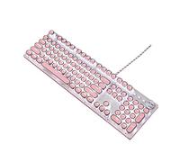 Koanhinn Teclado para juegos, estilo retro punk, con cable USB para PC, portátil, computadora de escritorio para juegos y oficina (teclas redondas)