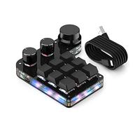 Koanhinn Teclado USB personalizado Intercambio en caliente Mini 9 teclas 3 botones Programa RGB 18 caracteres Teclado mecánico Interruptor rojo Alámbrico Negro