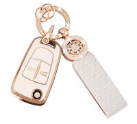 Koaudb Cubierta de llave de coche para Vauxhall Opel Corsa Astra Vectra Zafira Signum Meriva Tigra Insignia Combo 2 Botón Flip Plegable TPU Key Fob Shell Caso con Bling Llavero (C-Opl-2F)