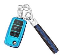 Koaudb - Funda para llave de coche con cordón para llavero para VW, 3 botones de TPU suave para llaves compatible con Volkswagen Passat Golf Polo Beetle Jetta Touran Eos Scirocco (CL-Vlw-3S-E)