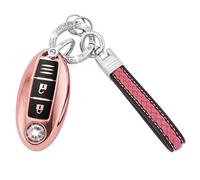 Koaudb - Funda para Llave de Coche de TPU Suave con Llavero para Nissan 350Z Qashqai Murano X-Trail Kicks Tiida Micra Pathfinder Note Juke 3 Botones Smart Key Case (CL-Nisn-3-P)