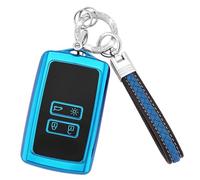 Koaudb Funda para llave de coche para llavero con cordón para llavero compatible con Clio Megane Koleos Kadjar Captur Espace Grand Scenic Dacia Duster 4 botones Smart Car Key Card Case (CL-Rnl-E)