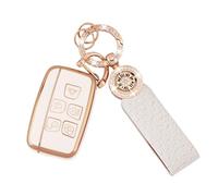 Koaudb Funda para Llave de Coche para LR4 Range Rover Sport Evoque Jaguar XF XJ XJL F-pace 5 Botones Funda para Llavero Inteligente Funda Protectora de TPU Suave con Llavero Bling Cordón (C-Rov)