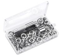 Koawensa 120 juegos de ojales, kit de ojales de 1/2 pulgadas con herramientas y caja de almacenamiento, plata