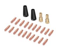 Koawensa 24 piezas Kit de soldadura MIG 0,8/0,9 mm Puntas de soldadura de latón Kit de punta de boquilla de flujo sin gas para FC90 Soldadura fácil