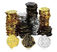 Koawensa 300 Piezas de Oro de Plástico Piratas de Monedas Piratas Piezas para Niños para Partido Pirata Juegos de Cofre en Fichas Cosplay