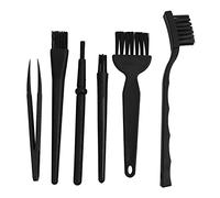 Koawensa 6 en 1 Pequeños Cepillos Estáticos de Nylon para Mango Portátil Conjunto de Cepillo de Teclado de Limpieza, Negro (Bolsa de Zip)