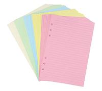 Koawensa A5 - Insertos de recarga con líneas perforadas de colores con 6 agujeros para archivador organizador, papel de relleno para planificador de hojas móviles, 5 colores, 50 hojas