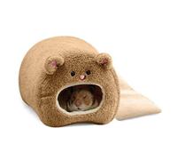 Koawensa Hamster Winter Warm Hanging Cage Hamster Cute Bear House with Bed Mat for Small Animals