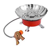 Koawensa - Hornillo de gas a prueba de viento con encendido Piezo Lotus para cocinar al aire libre con quemador de gas y utensilios de cocina con adaptador para acampar, senderismo, picnic