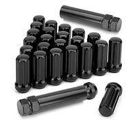 Koawensa M14X1.5 Tuercas de Rueda, 24 piezas 14 mx1.5 7 Spline Drive Awl Cone Tuercas de Rueda 2 Pulgadas de Largo Negro con 2 Llaves de Casquillo