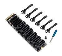 Koawensa - Tarjeta de expansión PCIE a SATA 6Gpbsx6 puertos + cable SATA M.2 MKEY PCI-E tarjeta M.2 NVME a SATA3.0 ASM1166 compatible con PM