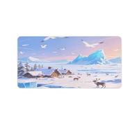 KOAYUBFC Alfombrilla de escritorio profesional de gran tamaño con superficie antideslizante multiusos, alfombrilla de mouse con estampado de aldeas de campo de hielo, diseño impermeable para el