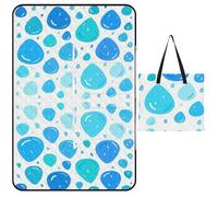 KOAYUBFC Alfombrilla de playa con estampado de gotas de lluvia frescas, portátil, extragrande, adecuada para viajes, senderismo, festivales de música, césped, playas, picnics al aire libre