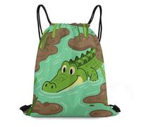 KOAYUBFC Bolsas con cordón para gimnasio, bolsa de deporte impermeable, bolsa deportiva de cocodrilo que acecha, bolsas de ocio, adecuadas para oficina, picnic, al aire libre, yoga, ocio, etc. Unisex