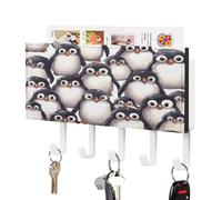 KOAYUBFC Bonito soporte para llaves de bebé, diseño de pingüinos de bebé, soporte decorativo para llaves en pared, ganchos adhesivos para puerta, pasillo, entrada