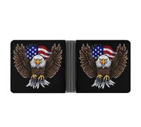 KOAYUBFC Cartera delgada compacta plegable con bandera de Estados Unidos, cartera de cuero de águila patriótica, carteras minimalistas para hombres con tarjetero de crédito, ranura para monedas