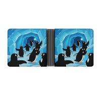 KOAYUBFC Cartera delgada compacta plegable con diseño de pingüino en una aventura, carteras minimalistas para hombres con tarjetero de crédito, ranura para monedas, ventana de identificación, unisex