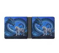 KOAYUBFC Cartera delgada compacta plegable de cuero blanco, tigre azul, dragón, carteras minimalistas para hombres con tarjetero de crédito, ranura para monedas, ventana de identificación, unisex