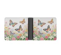 KOAYUBFC Cartera delgada compacta plegable de cuero con mariposa voladora, carteras minimalistas para hombres con tarjetero de crédito, ranura para monedas, ventana de identificación, unisex