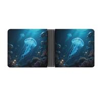KOAYUBFC Cartera delgada compacta plegable de cuero Deep Sea World, carteras minimalistas para hombres con tarjetero de crédito, ranura para monedas, ventana de identificación, unisex