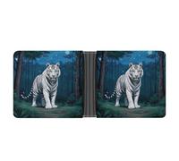 KOAYUBFC Cartera delgada compacta plegable de piel de tigre blanco, carteras minimalistas para hombres con tarjetero de crédito, ranura para monedas, ventana de identificación, unisex