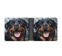 KOAYUBFC Cartera delgada compacta plegable Rottweiler con cabeza de lengua de perros, carteras minimalistas para hombres con tarjetero de crédito, ranura para monedas, ventana de identificación
