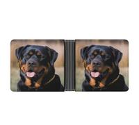 KOAYUBFC Cartera delgada compacta plegable Rottweiler de cuero para perro, carteras minimalistas para hombres con tarjetero de crédito, ranura para monedas, ventana de identificación, unisex
