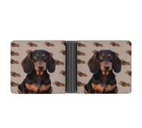KOAYUBFC Cartera delgada compacta y plegable de cuero para perro salchicha, carteras minimalistas para hombres con tarjetero de crédito, ranura para monedas, ventana de identificación, unisex