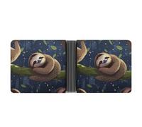 KOAYUBFC Cartera delgada compacta y plegable de piel con perezoso, carteras minimalistas para hombres con tarjetero de crédito, ranura para monedas, ventana de identificación, unisex