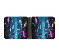 KOAYUBFC Cartera delgada compacta y plegable de piel para ciudad futura, carteras minimalistas para hombres con tarjetero de crédito, ranura para monedas, ventana de identificación, unisex