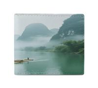 KOAYUBFC Cartera para hombre con tarjetero de crédito para mujer, billetera delgada La lluvia brumosa del río Li en Guilin, cartera plegable con ventana para identificación