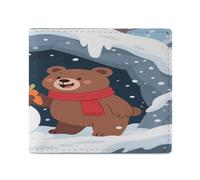 KOAYUBFC Cartera para hombre con tarjetero para mujer, cartera delgada con diseño de oso que hace un muñeco de nieve, cartera plegable con ventana de identificación