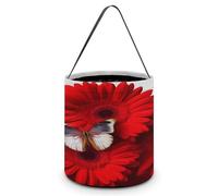 KOAYUBFC Cubo de dulces de Halloween que representa una flor roja y mariposa, bolsas de dulces de Halloween con asas, cestas de dulces reutilizables para Halloween, suministros de fiesta, bolsas de