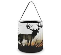 KOAYUBFC Cubo de dulces de Halloween que representa una silueta de ciervo, bolsas de dulces de Halloween con asas, cestas de dulces reutilizables para Halloween, suministros de fiesta, bolsas de