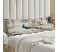 KOAYUBFC Funda de almohada decorativa con diseño de pavo real, 135 x 48 pulgadas, fundas de almohada largas con cremallera, protector de almohada bohemio suave y transpirable para cama, sofá o