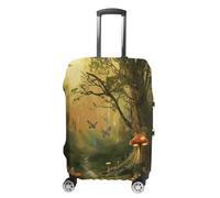 KOAYUBFC Funda de equipaje con diseño de bosque con hadas, mariposas, elfos, aprobada por la TSA, fundas elásticas y lavables, antiarañazos, funda protectora para maletas, Bosque con hadas, mariposas