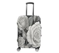 KOAYUBFC Funda de equipaje con patrón de rosas grises, aprobada por la TSA, fundas elásticas y lavables, antiarañazos, funda protectora para maletas de viaje, Patrón de rosa gris, S, Funda para maleta