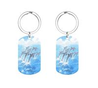 KOAYUBFC Llavero de doble cara con imagen de un grupo de delfines para hombres, marido, esposa, novia, novio, regalo