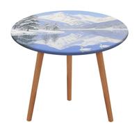 KOAYUBFC Mantel redondo elástico ajustable impermeable con diseño de lago tranquilo, impermeable y resistente a las manchas, apto para fiestas de picnic en interiores y exteriores, diámetro de 100 cm
