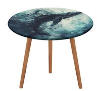 KOAYUBFC Mantel redondo para mesa redonda, impermeable, borde elástico, ballena en el agua, mantel de tela Oxford impermeable, 100-130 cm