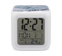 KOAYUBFC Reloj despertador digital LED con 7 colores cambiantes con calendario de repetición, visualización de temperatura, cataratas del Niágara, congeladas en invierno, reloj despertador, funciona