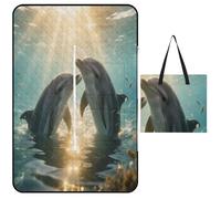KOAYUBFC Tapete de playa con estampado de delfín bajo el mar, portátil, extragrande, ideal para viajes, senderismo, festivales de música, césped, playas, picnics al aire libre