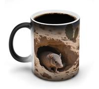 KOAYUBFC Taza de café Armadillo de 325 ml que cambia de color, tazas de café que cambian de calor con asa, taza mágica sensible al calor para mujeres y hombres, divertida taza de cerámica para té